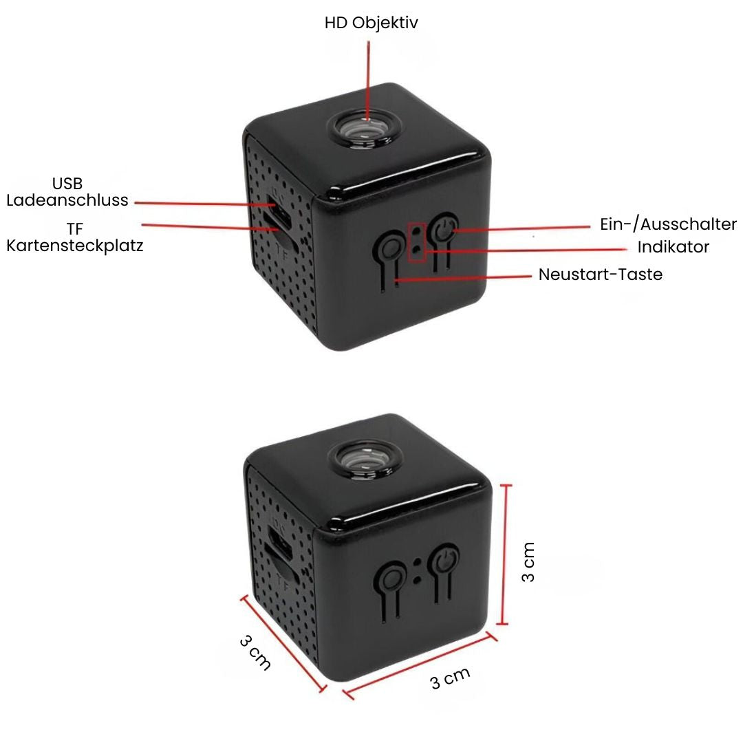 WLAN Bewakingscamera voor binnen en buiten | Draadloze Mini Camera met Live Smartphone-overdracht | VeiligZicht