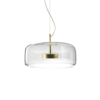Moderne LED glazen hanglamp – minimalistische lampenkap en gouden afwerking