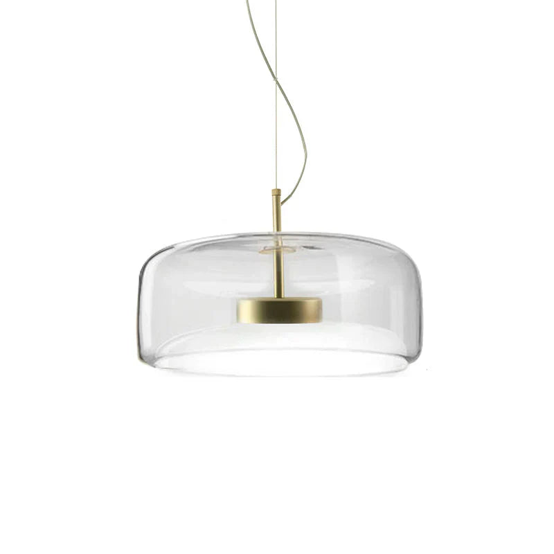 Moderne LED glazen hanglamp – minimalistische lampenkap en gouden afwerking