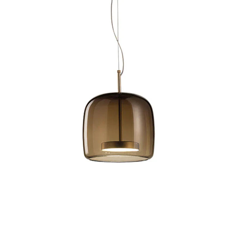 Moderne LED glazen hanglamp – minimalistische lampenkap en gouden afwerking