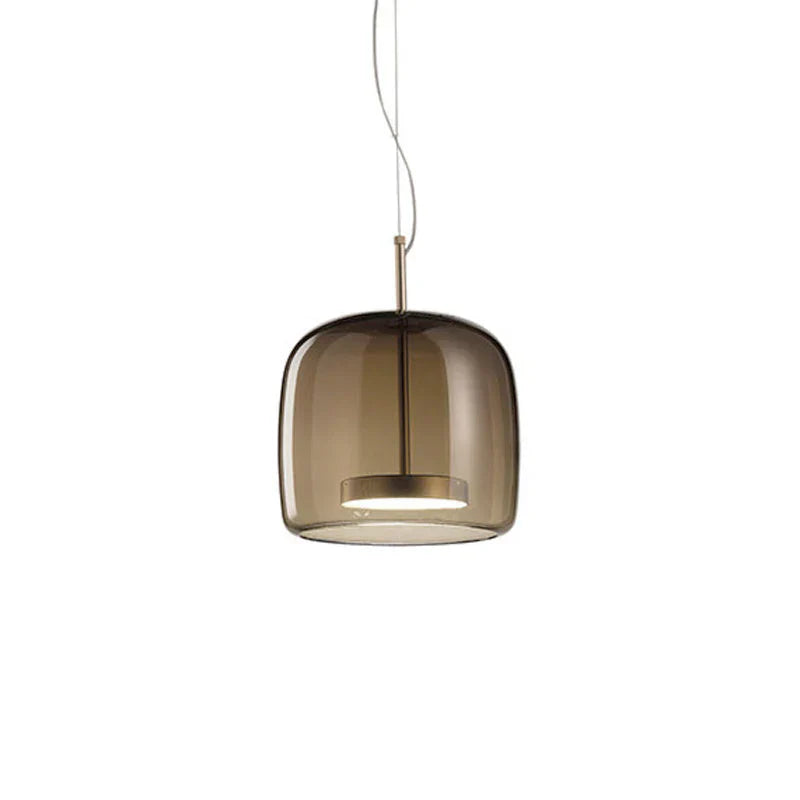 Moderne LED glazen hanglamp – minimalistische lampenkap en gouden afwerking