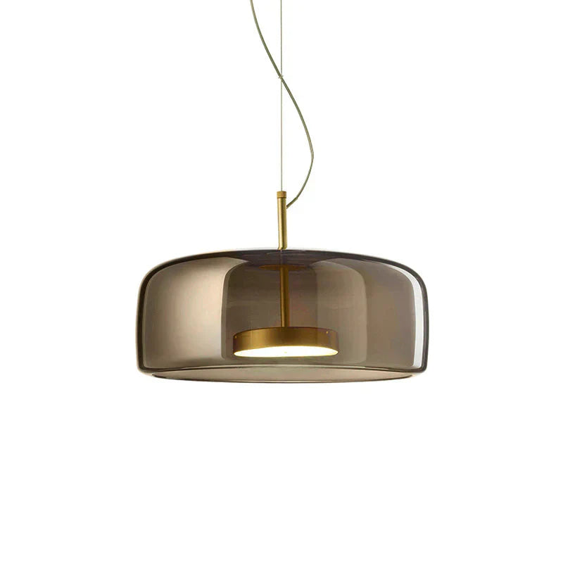 Moderne LED glazen hanglamp – minimalistische lampenkap en gouden afwerking
