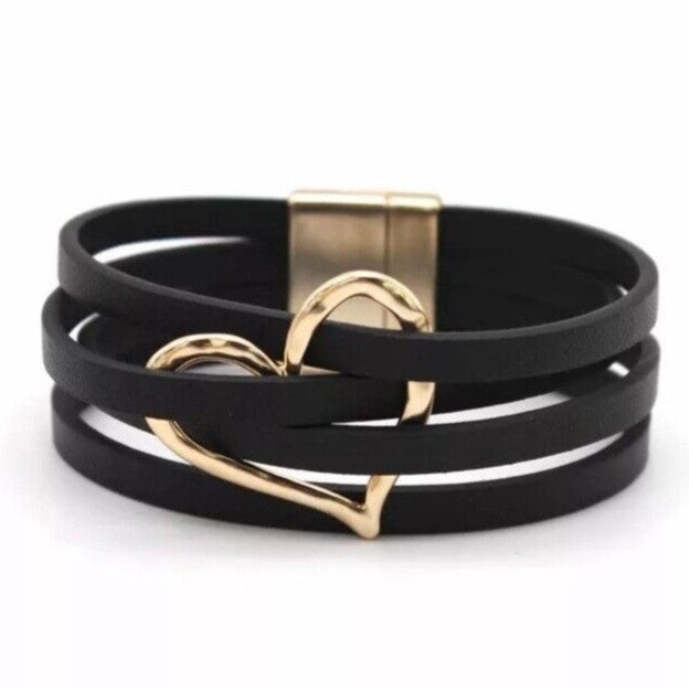 Meerlagig O-lederen wikkelarmband