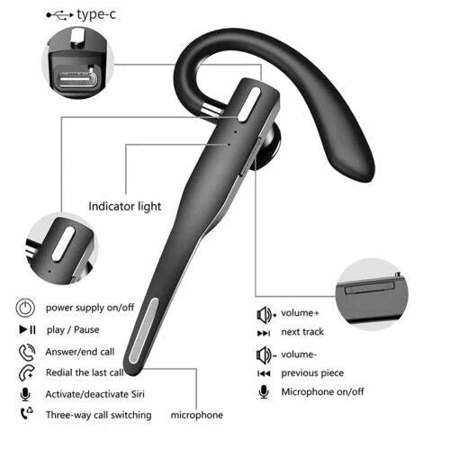 Trucker Dual Mic Draadloze Bluetooth 5.1 Noise Cancelling Headset/Oordopjes