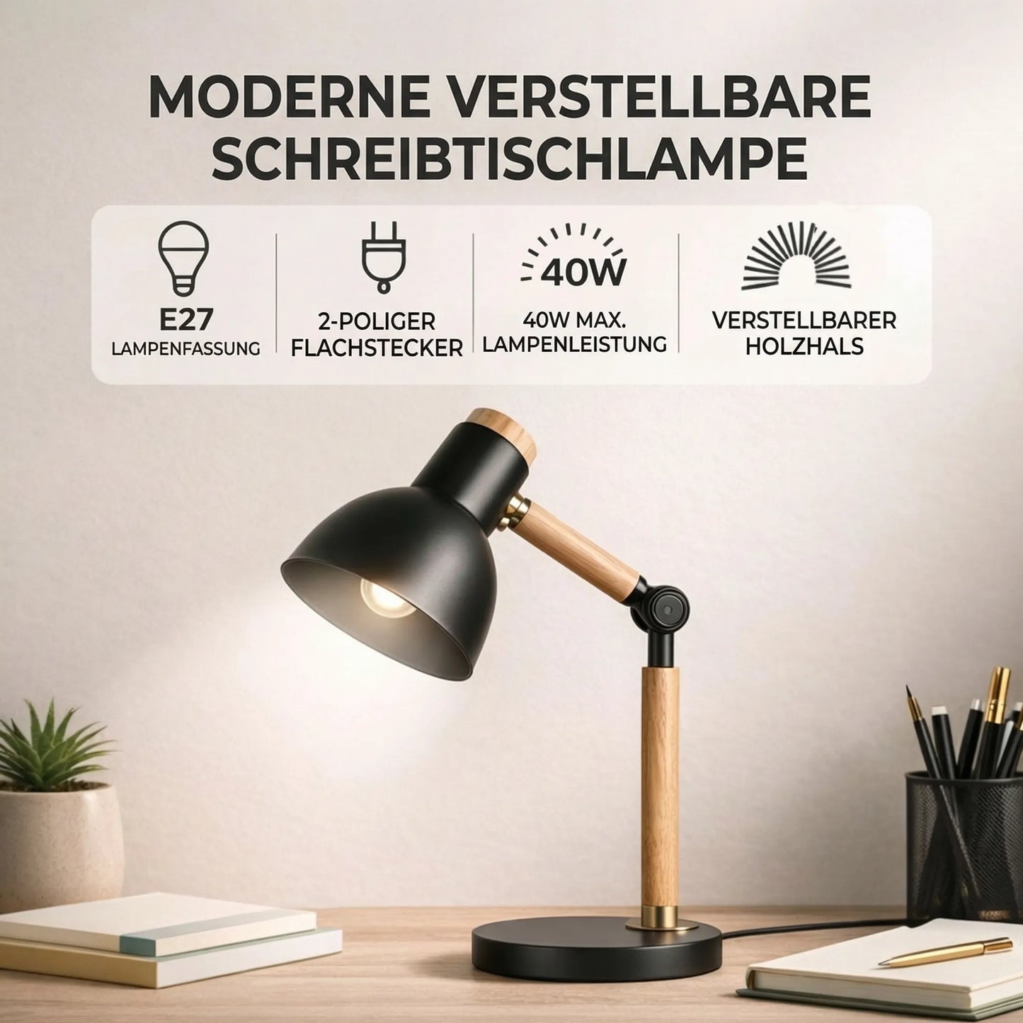 Houten bureau lamp | Tafellamp | HoutLicht