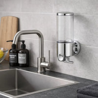 Wandzeepdispenser | Afwasmiddel dispenser Set | Zwart, Zilver & Transparant | ZeepFlow