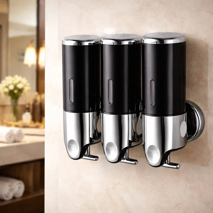 Wandzeepdispenser | Afwasmiddel dispenser Set | Zwart, Zilver & Transparant | ZeepFlow