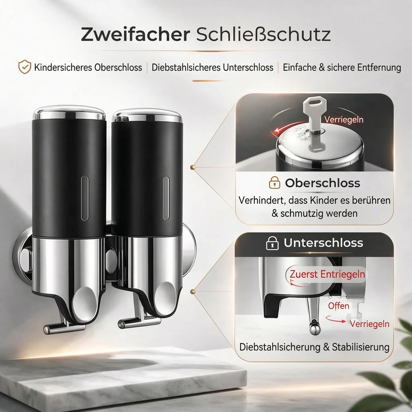 Wandzeepdispenser | Afwasmiddel dispenser Set | Zwart, Zilver & Transparant | ZeepFlow