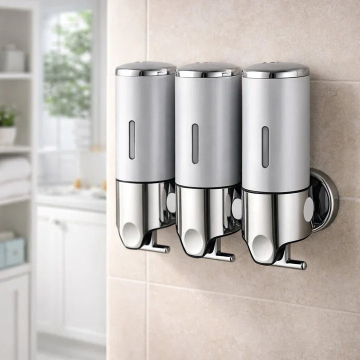 Wandzeepdispenser | Afwasmiddel dispenser Set | Zwart, Zilver & Transparant | ZeepFlow