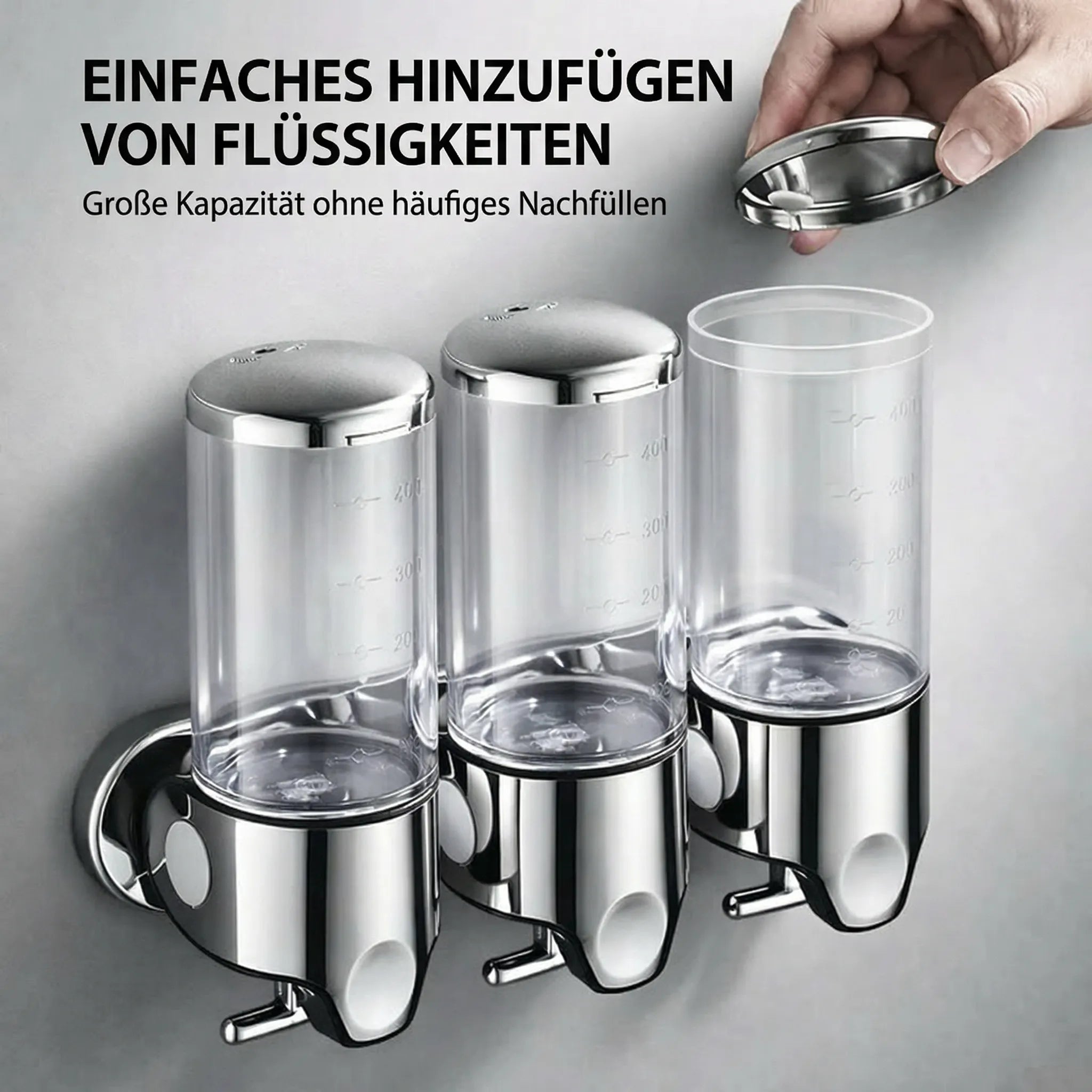 Wandzeepdispenser | Afwasmiddel dispenser Set | Zwart, Zilver & Transparant | ZeepFlow