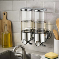 Wandzeepdispenser | Afwasmiddel dispenser Set | Zwart, Zilver & Transparant | ZeepFlow