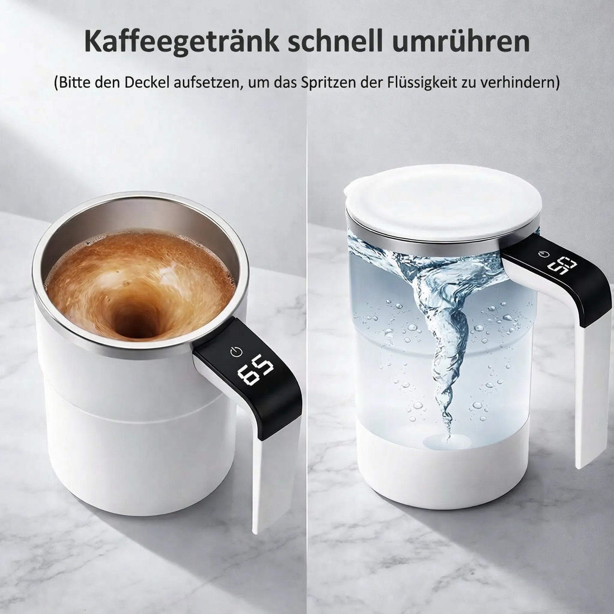 Zelfroerende Mok met LCD & USB | Automatische Beker voor Koffie en meer | RoerMeester