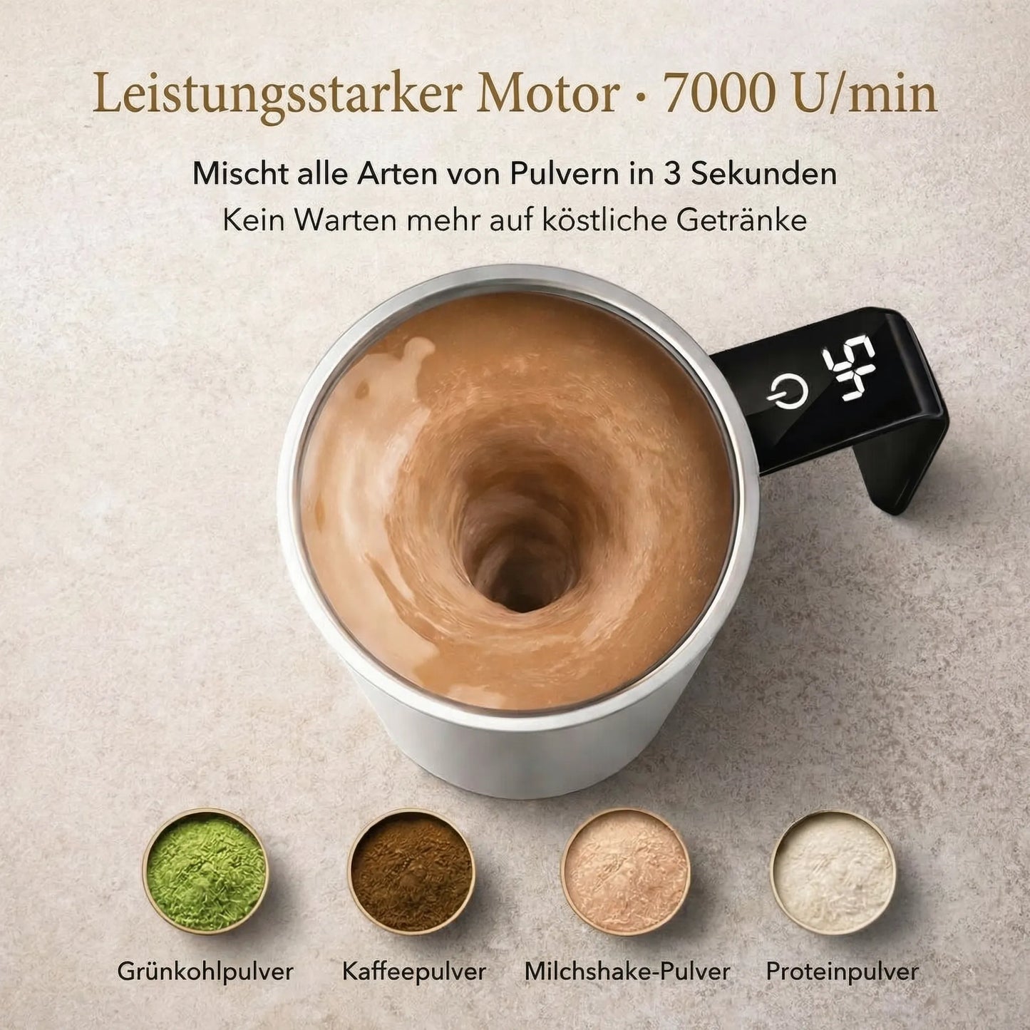 Zelfroerende Mok met LCD & USB | Automatische Beker voor Koffie en meer | RoerMeester