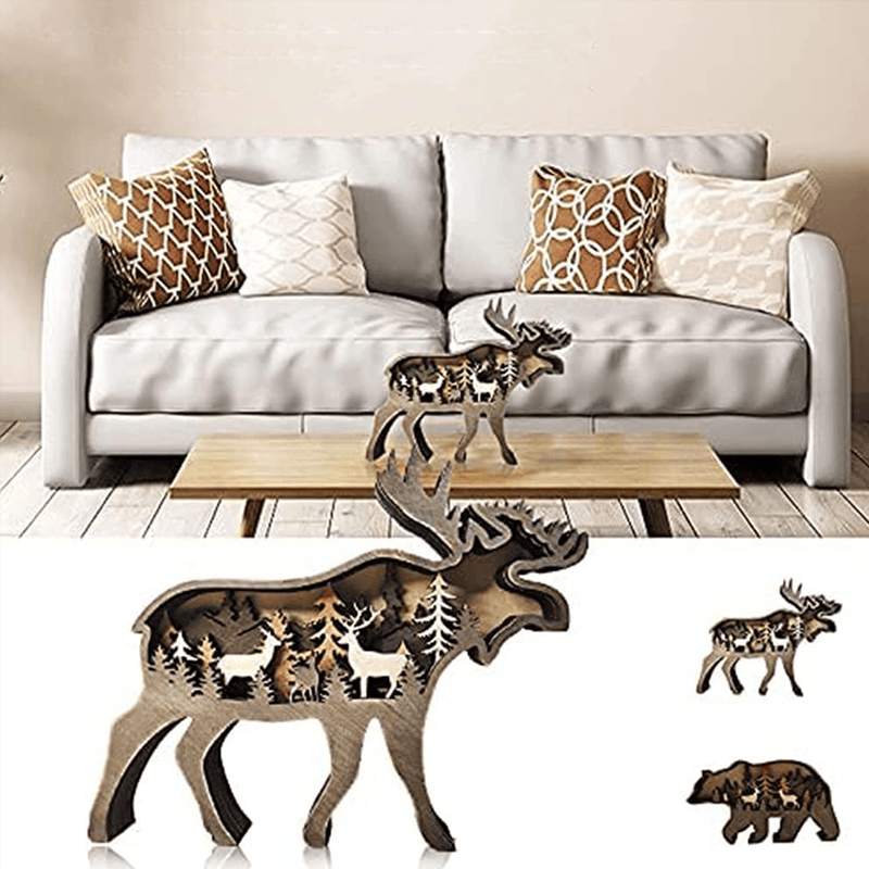 Creatieve Houten Bosdieren Decoratie - Handgemaakte Wanddecoratie