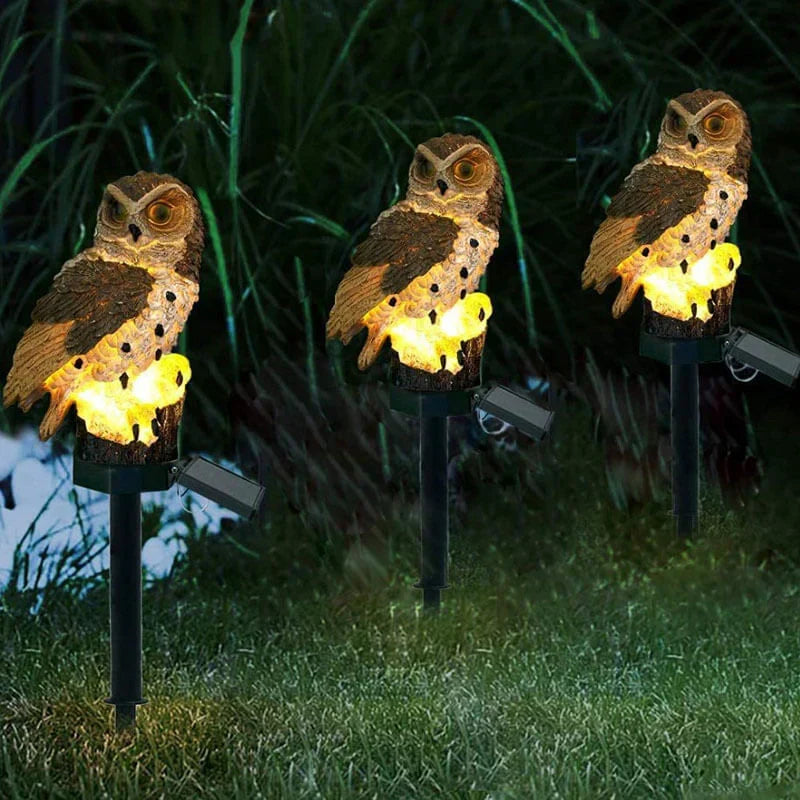 OwlGlow Zonne- tuinlamp | Autonome LED-buitenverlichting | Geïntegreerde schemersensor | IP65 Weerbestendig | 45cm Grondpen | Decoratieve Uilen-uitvoering