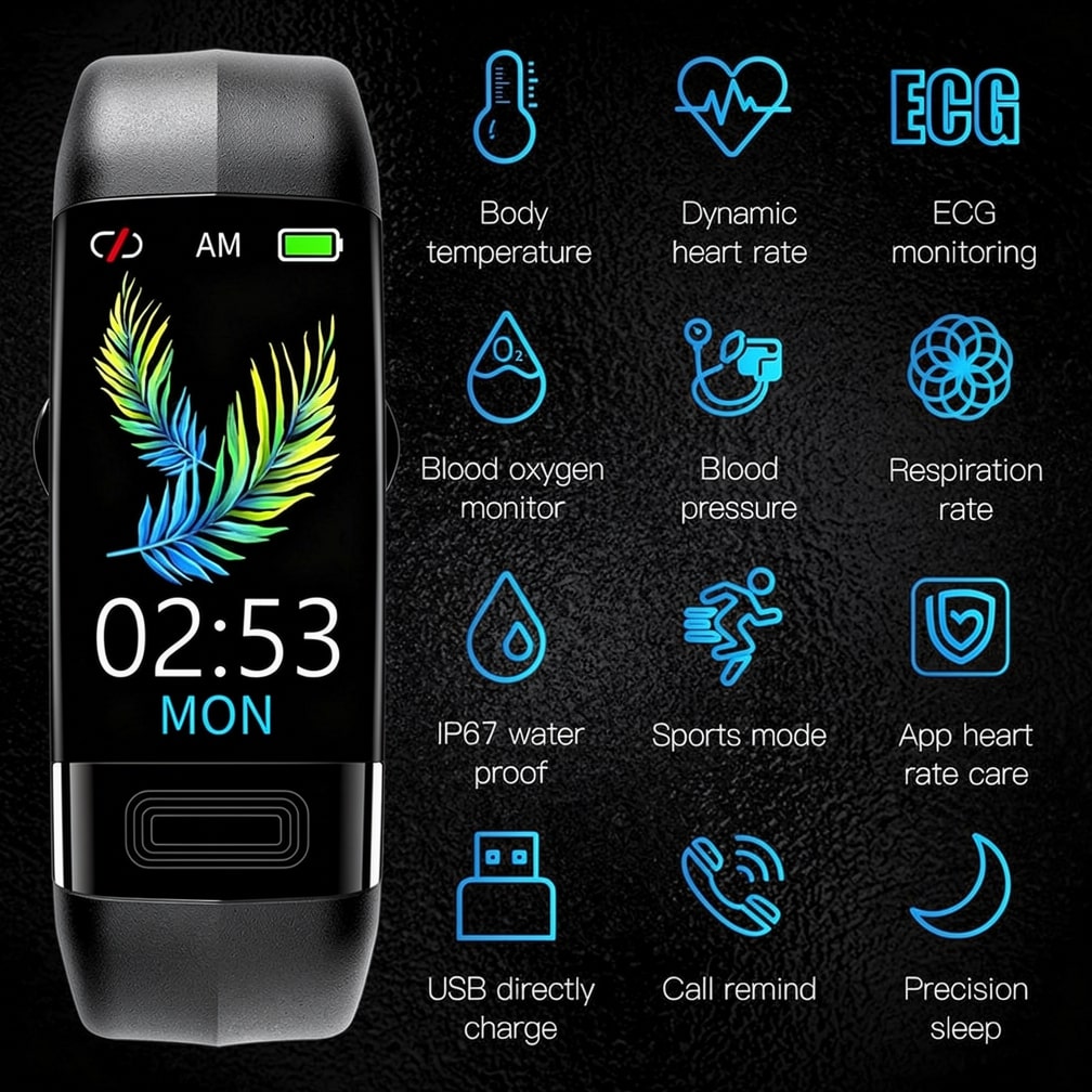 Smartwatch met EKG, Hartslag, Bloeddruk & Slaaptracking voor Dames en Heren | Fitness Tracker | Vitaro