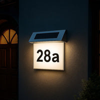 Zonne-energie Huisnummer met LED-verlichting zonder stroom van roestvrij staal | Solarno