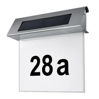Zonne-energie Huisnummer met LED-verlichting zonder stroom van roestvrij staal | Solarno