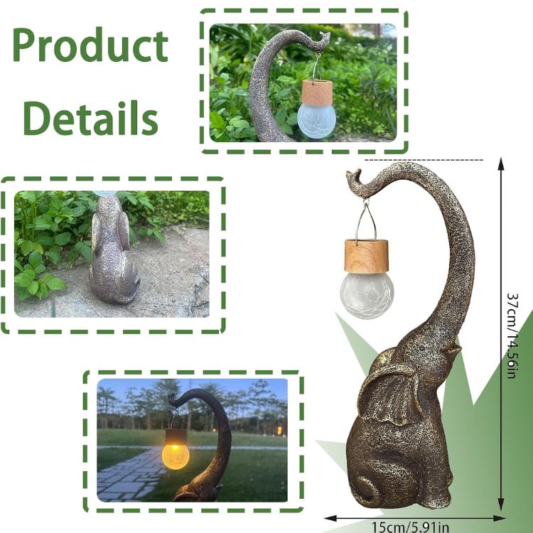 Zonne-energie Koper Olifant Lamp