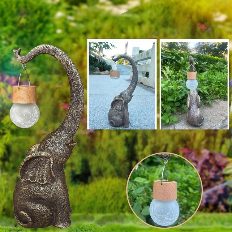 Zonne-energie Koper Olifant Lamp