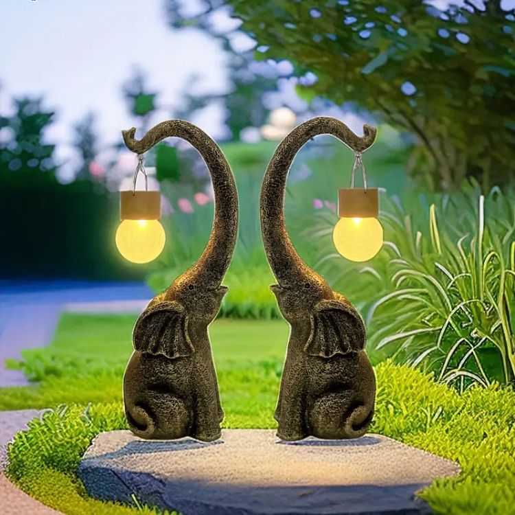 Zonne-energie Koper Olifant Lamp