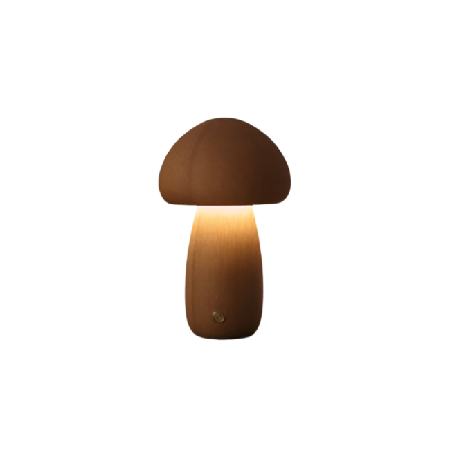 Oplaadbare tafellamp in hout | Paddestoelvorm | LED-licht
