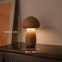 Oplaadbare tafellamp in hout | Paddestoelvorm | LED-licht