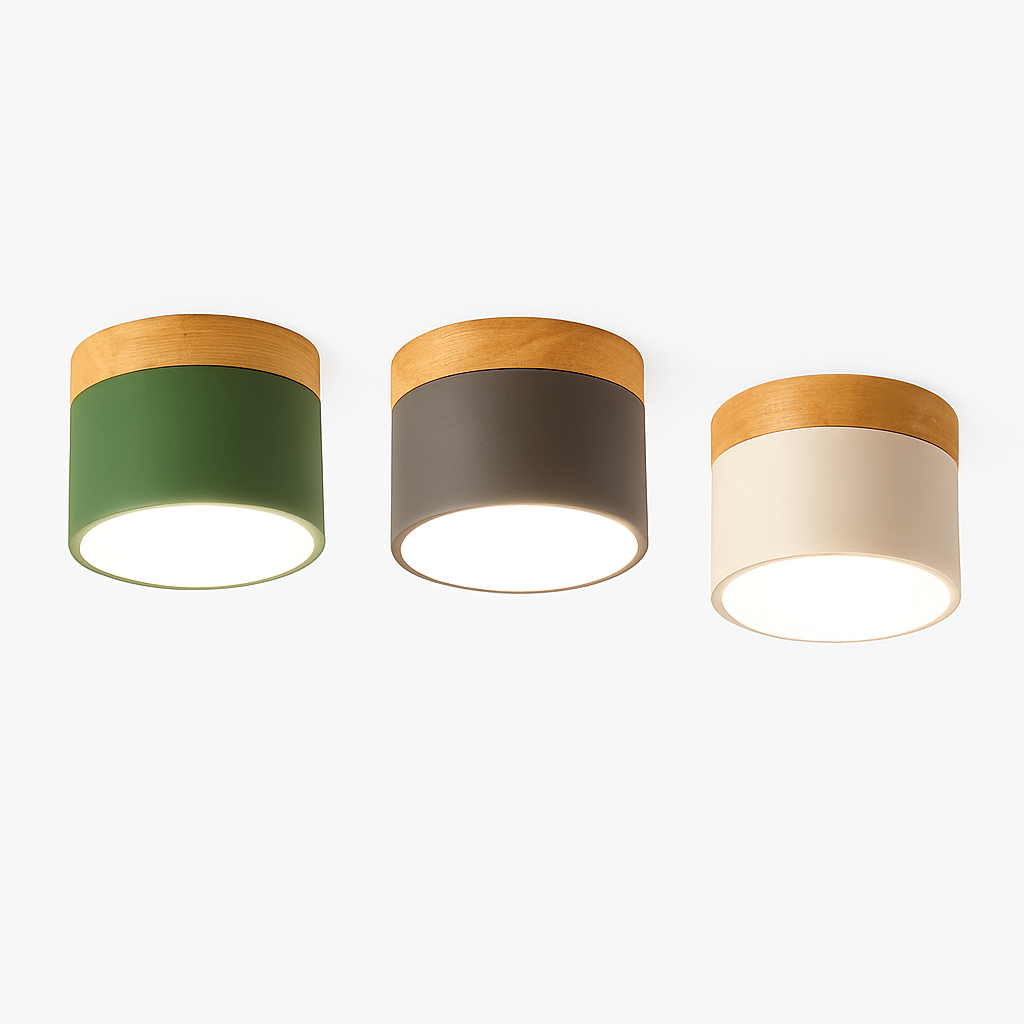 Moderne LED spot in hout en gekleurd metaal Allan