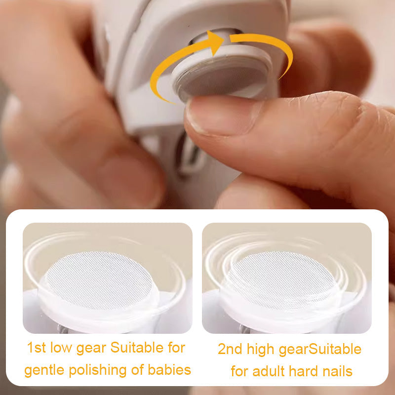 Elektrische Teennagelknipper & Polijstmachine | 2 Snelheidsinstellingen | Ingebouwd LED-licht & Afvalbak | USB-C Oplaadbaar | Veilige Nagelknipper voor Senioren & Kinderen