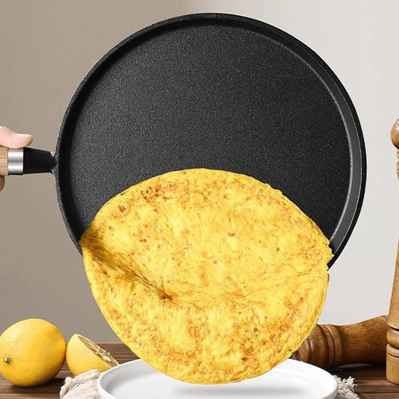 Gietijzeren Koekenpan / Crêpepan met Houten Handgreep – 20 cm of 26 cm