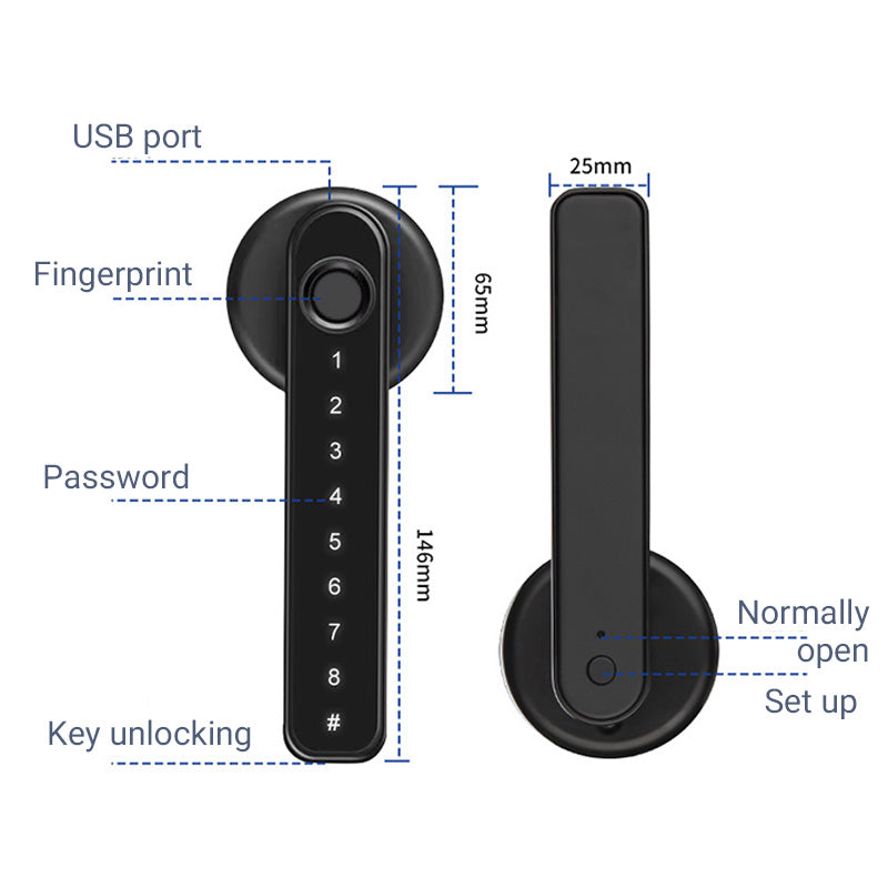 Vingerafdruk Slimme Deurslotknop met Bluetooth APP-besturing