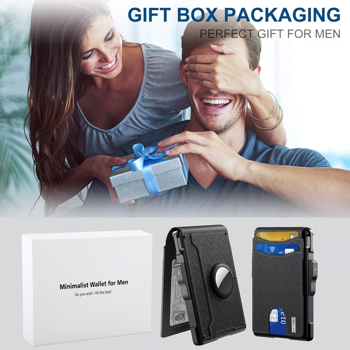 Pop Up aluminium tas Geld Clip Slanke Lederen Slots Creditcardhouder RFID Blokkerende Bifold Minimalistische Portemonnee