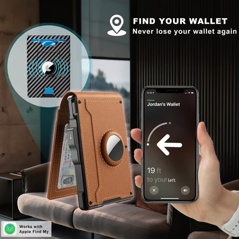 Pop Up aluminium tas Geld Clip Slanke Lederen Slots Creditcardhouder RFID Blokkerende Bifold Minimalistische Portemonnee