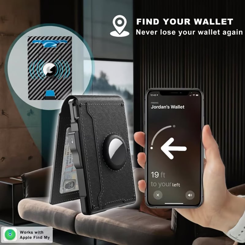 Pop Up aluminium tas Geld Clip Slanke Lederen Slots Creditcardhouder RFID Blokkerende Bifold Minimalistische Portemonnee