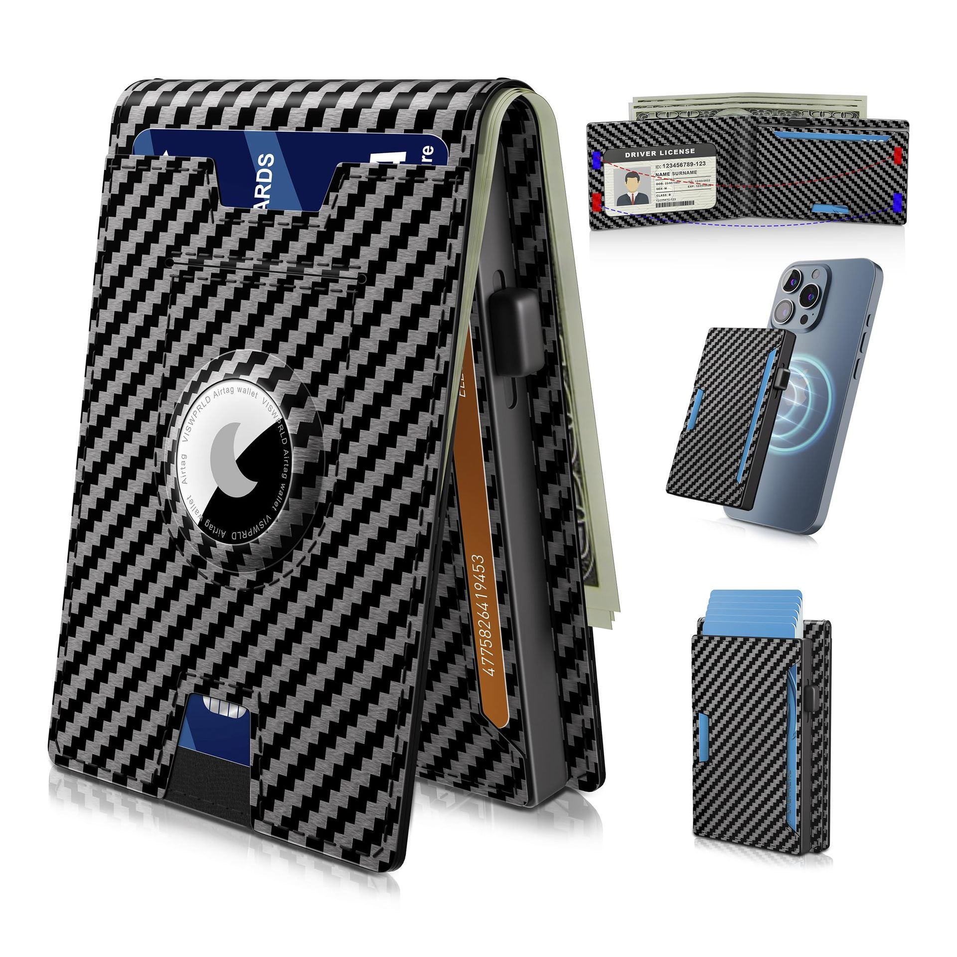 Pop Up aluminium tas Geld Clip Slanke Lederen Slots Creditcardhouder RFID Blokkerende Bifold Minimalistische Portemonnee