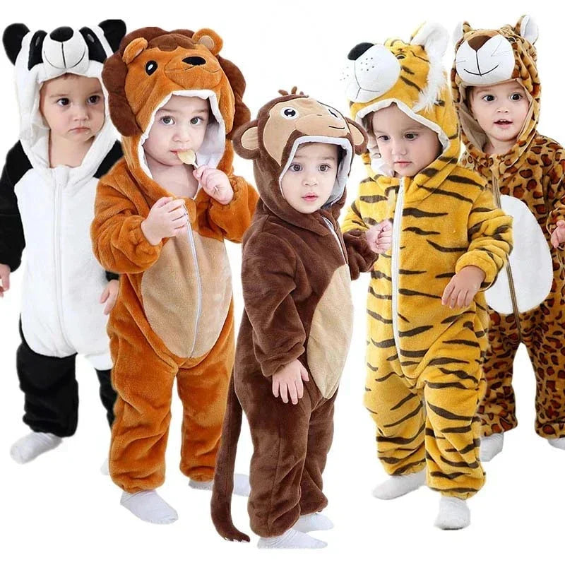 Romper voor baby's | Baby Fleece Overall | Dieren Onesie | Wolklin