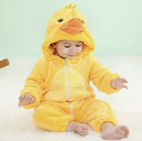Romper voor baby's | Baby Fleece Overall | Dieren Onesie | Wolklin