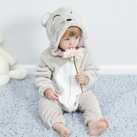 Romper voor baby's | Baby Fleece Overall | Dieren Onesie | Wolklin