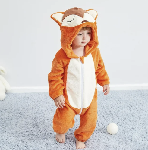 Romper voor baby's | Baby Fleece Overall | Dieren Onesie | Wolklin