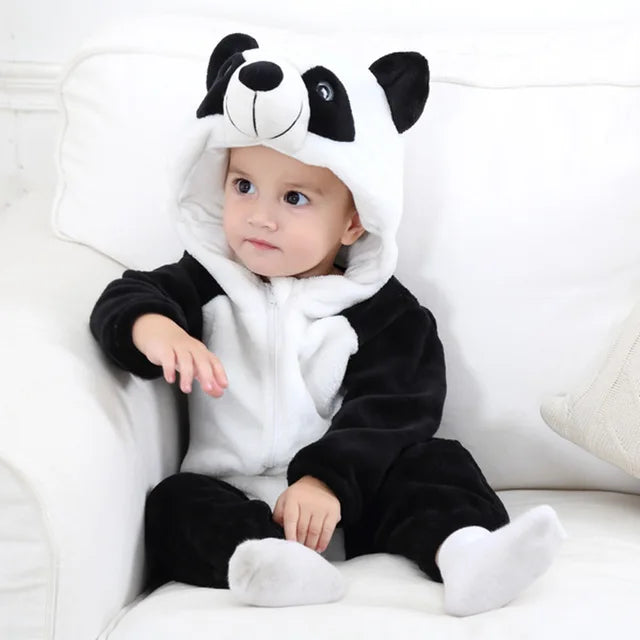 Romper voor baby's | Baby Fleece Overall | Dieren Onesie | Wolklin