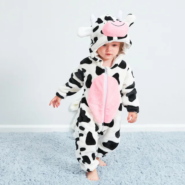 Romper voor baby's | Baby Fleece Overall | Dieren Onesie | Wolklin