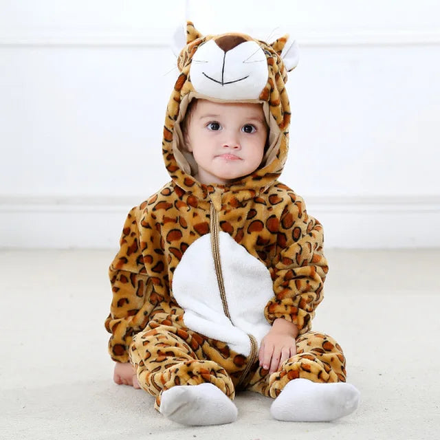 Romper voor baby's | Baby Fleece Overall | Dieren Onesie | Wolklin