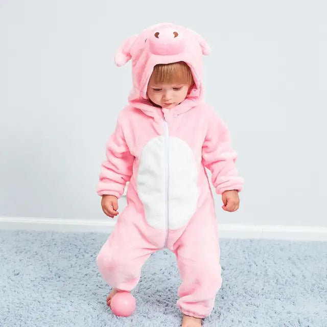 Romper voor baby's | Baby Fleece Overall | Dieren Onesie | Wolklin