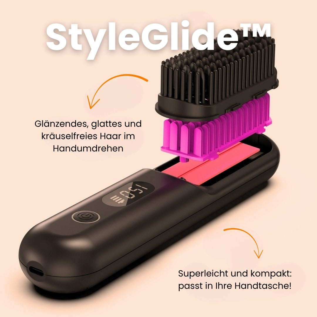 Glättbürste & Haarbürste elektrisch | Draadloze haarglätter voor steil haar | StyleGlide