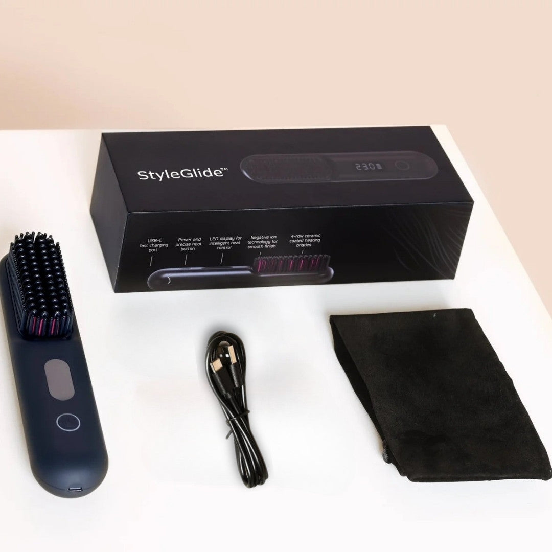 Glättbürste & Haarbürste elektrisch | Draadloze haarglätter voor steil haar | StyleGlide
