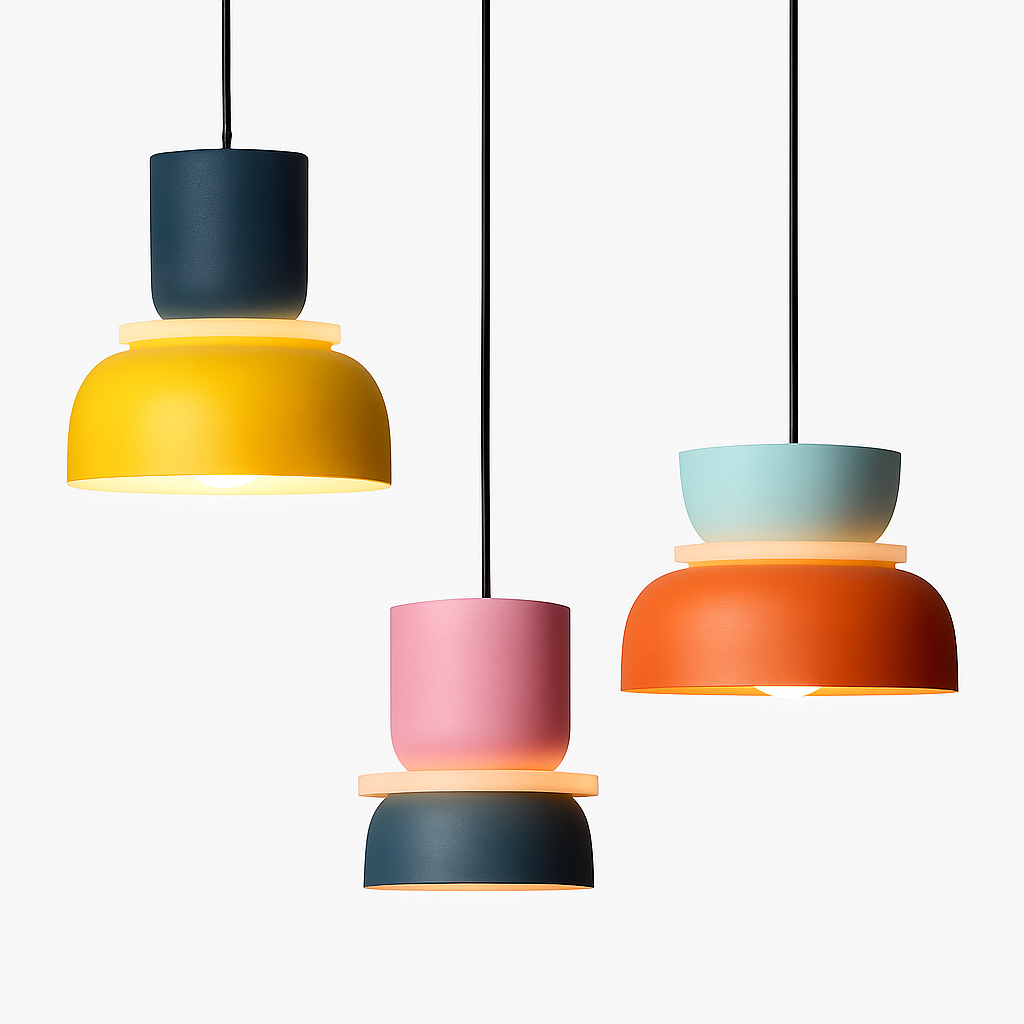 Kleurige hanglamp met speelse vormen Makazon