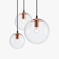 Hanglamp ontwerp bol van glas met LED in roségoud of zwart