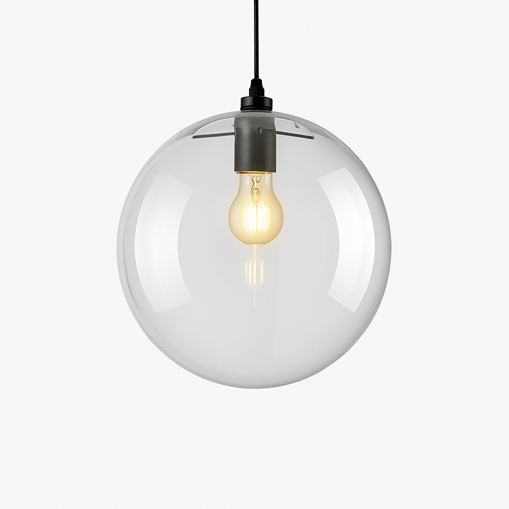 Hanglamp ontwerp bol van glas met LED in roségoud of zwart
