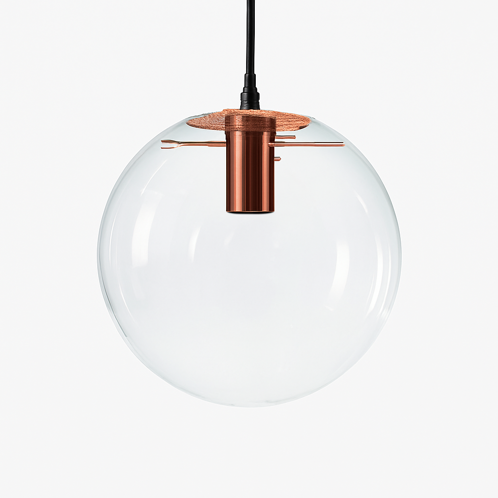 Hanglamp ontwerp bol van glas met LED in roségoud of zwart