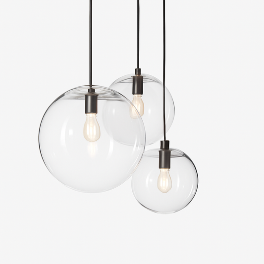 Design glazen bol hanglamp (zwart of roségoud)